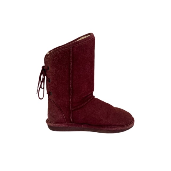 BearPaw Shoes - BEARPAW Red Emily Suede Women’s Lace Up Snow Winter Sheepskin Boots 7